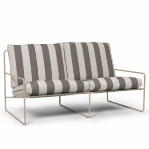 ferm LIVING - Desert Stripe Outdoor 2-Sitzer Sofa - cashmere / chocolate