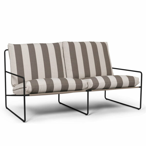 ferm LIVING - Desert Stripe Outdoor 2-Sitzer Sofa - schwarz / chocolate