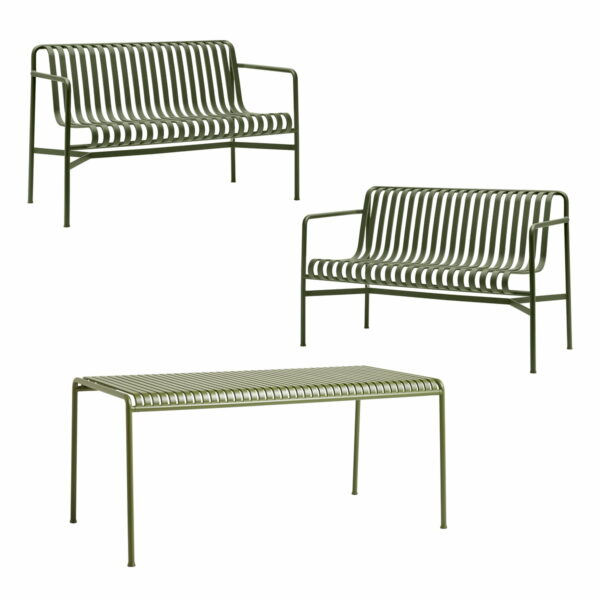 HAY - Palissade Tisch + 2x Dining Bench