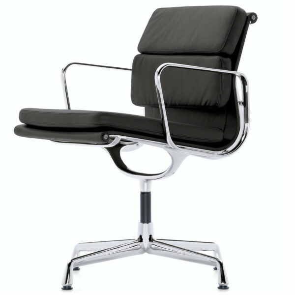 Vitra - EA 208 Soft Pad Chair Aluminium poliert mit Armlehnen